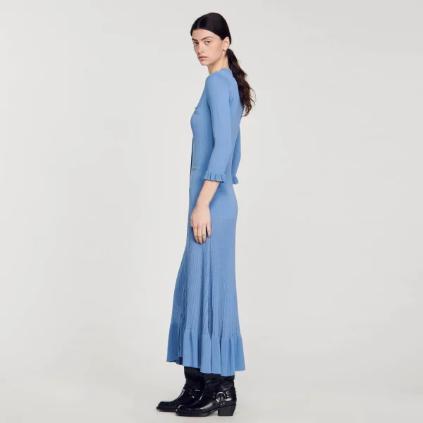 Sandro Paris Vestido Longo De Malha-Mulheres Vestidos