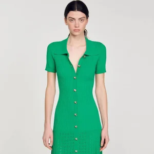 Sandro Paris Vestido Longo De Malha Canelada-Mulheres Vestidos