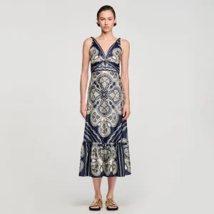 Sandro Paris Vestido Longo Estampado-Mulheres Vestidos