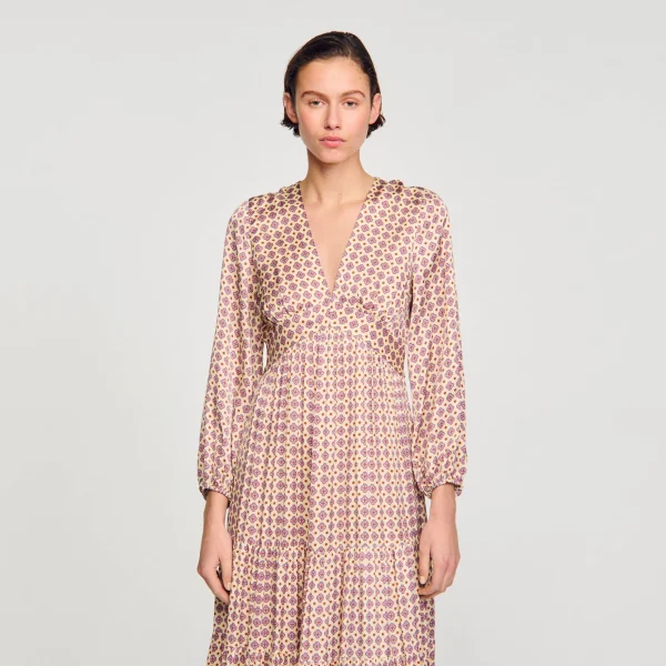 Sandro Paris Vestido Longo Estampado-Mulheres Vestidos