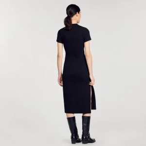 Sandro Paris Vestido Midi Com Recortes De Strass-Mulheres Vestidos