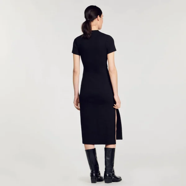 Sandro Paris Vestido Midi Com Recortes De Strass-Mulheres Vestidos
